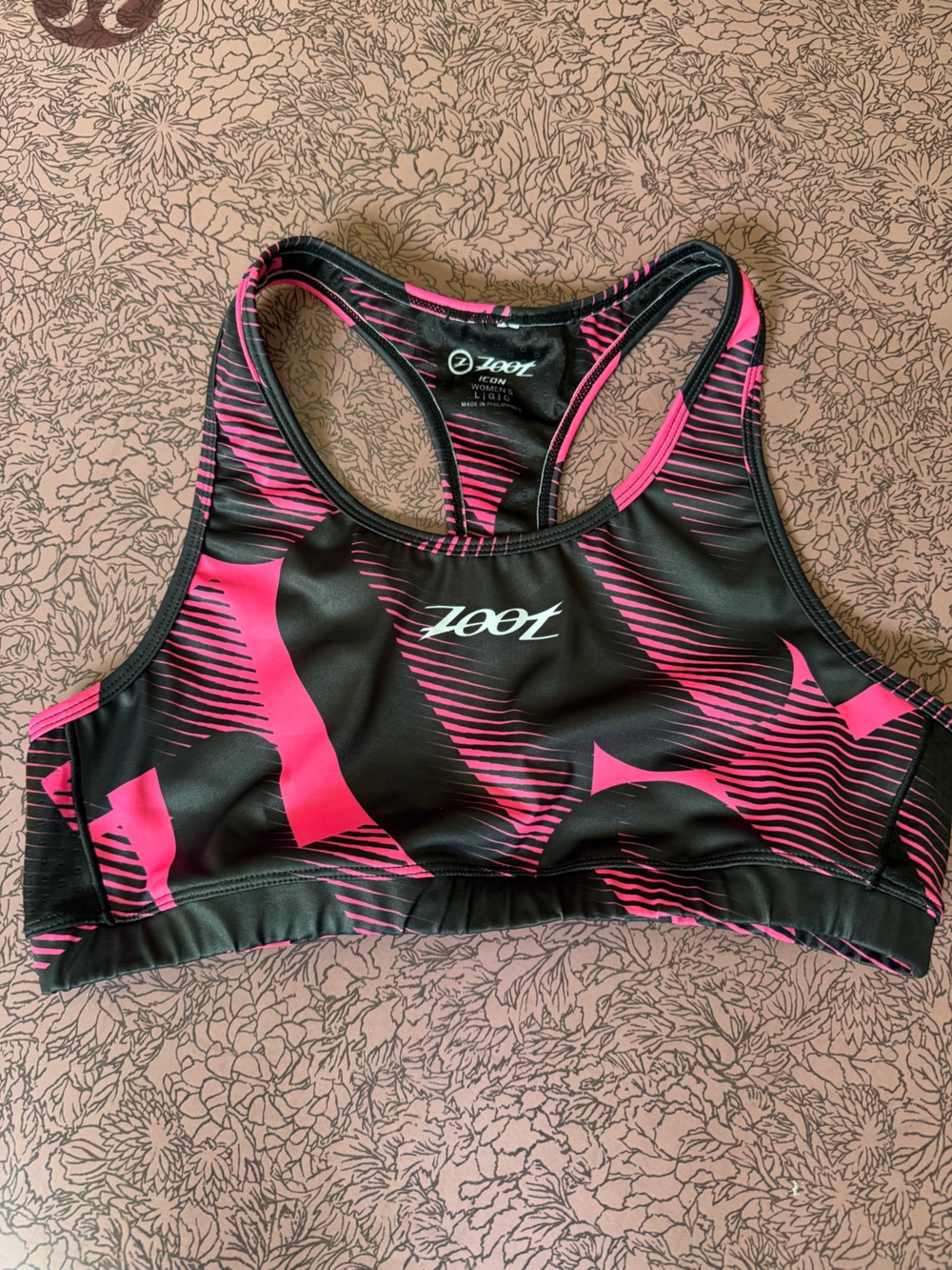 Zoot Women's Black & Hot Pink Racerback Sports Bra